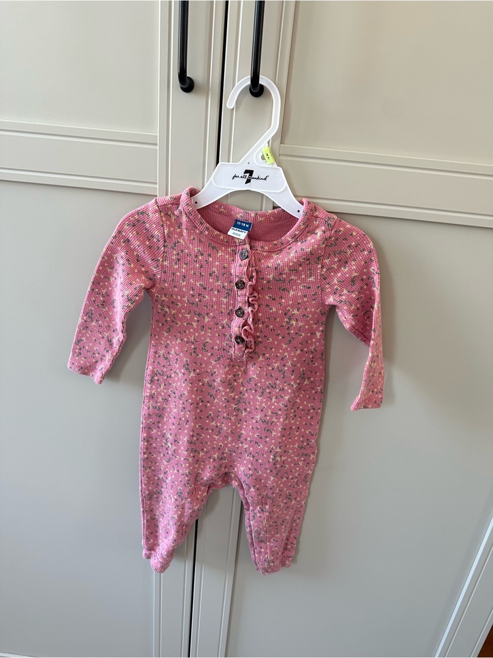Old Navy Pink Floral Knit Footie One-Piece